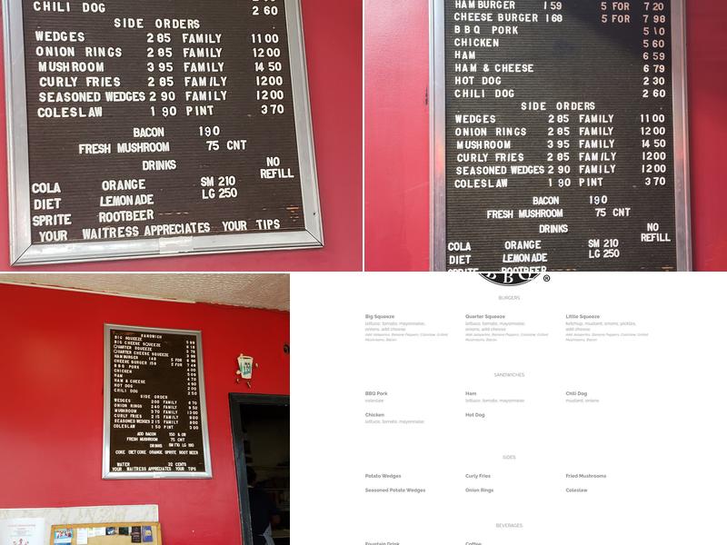 Roy's Squeeze Inn Menu