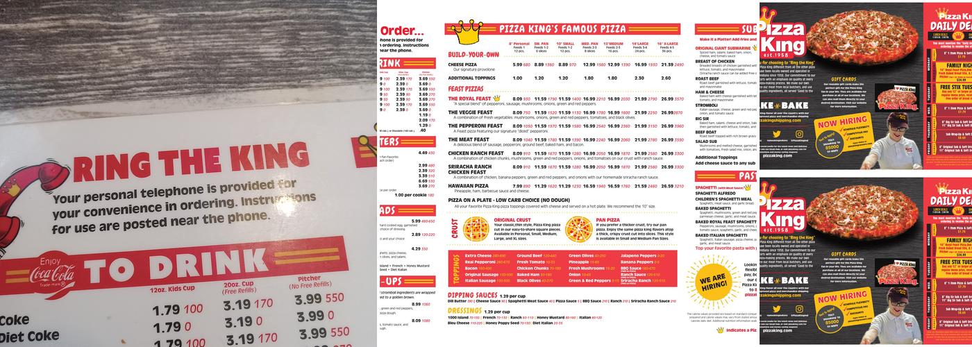 Pizza King Menu