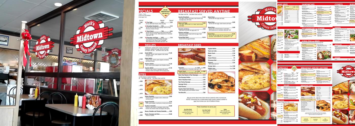 Mark's Mid-Town Coney Island Menu