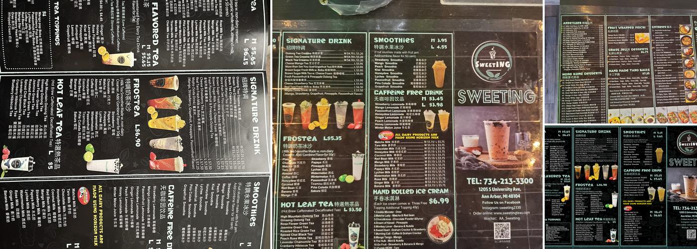 Sweeting Menu
