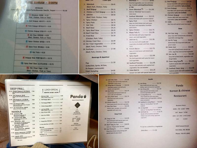 Panda Chinese & Korean Food Menu
