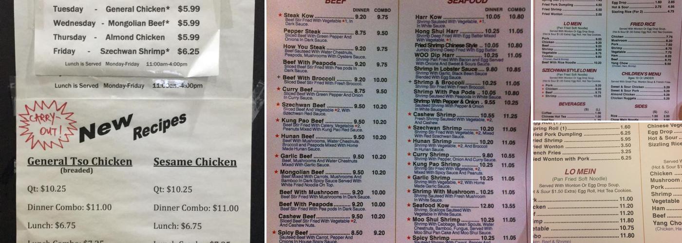 Canton China Restaurant Menu