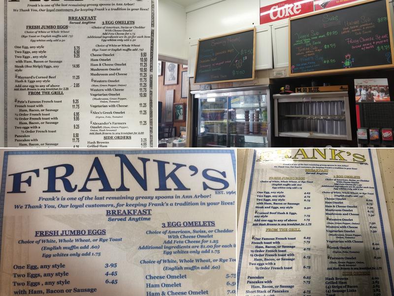 Frank's Restaurant Menu