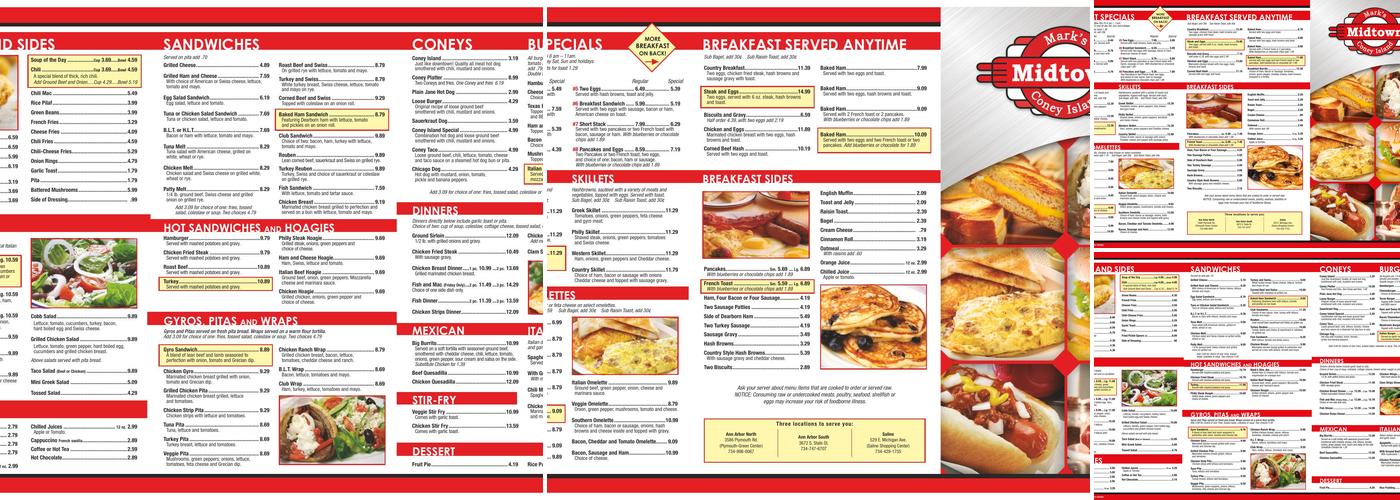 Mark's Midtown Coney Island Menu