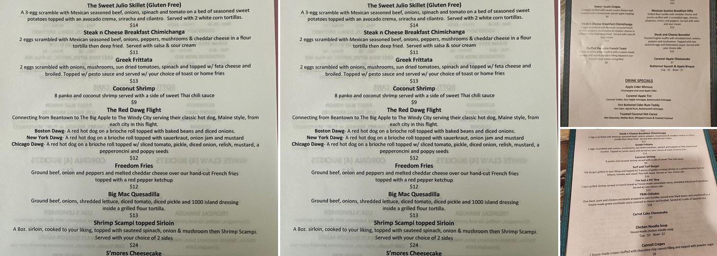 Terry & Maxine's Menu