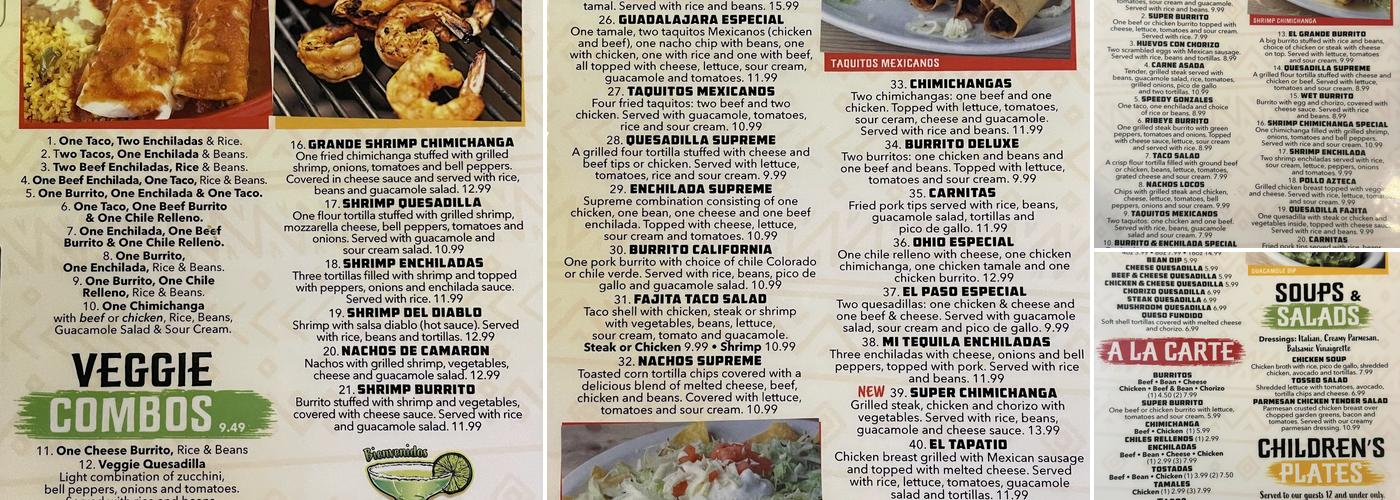 Mi Tequilas Mexican Restaurant Menu