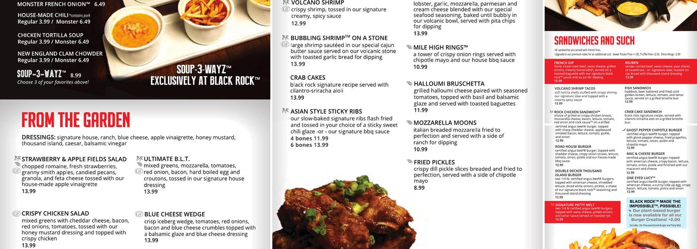 Black Rock Bar & Grill Menu