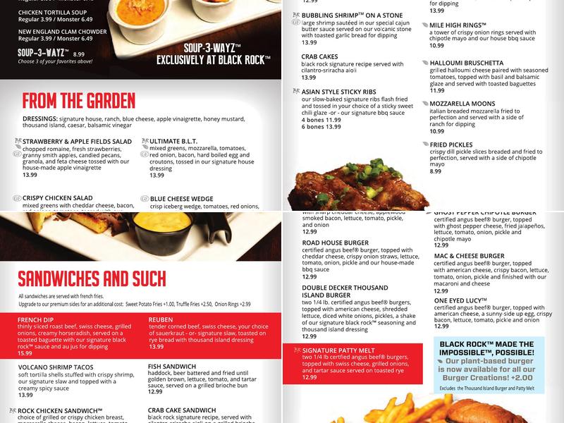 Black Rock Bar & Grill Menu