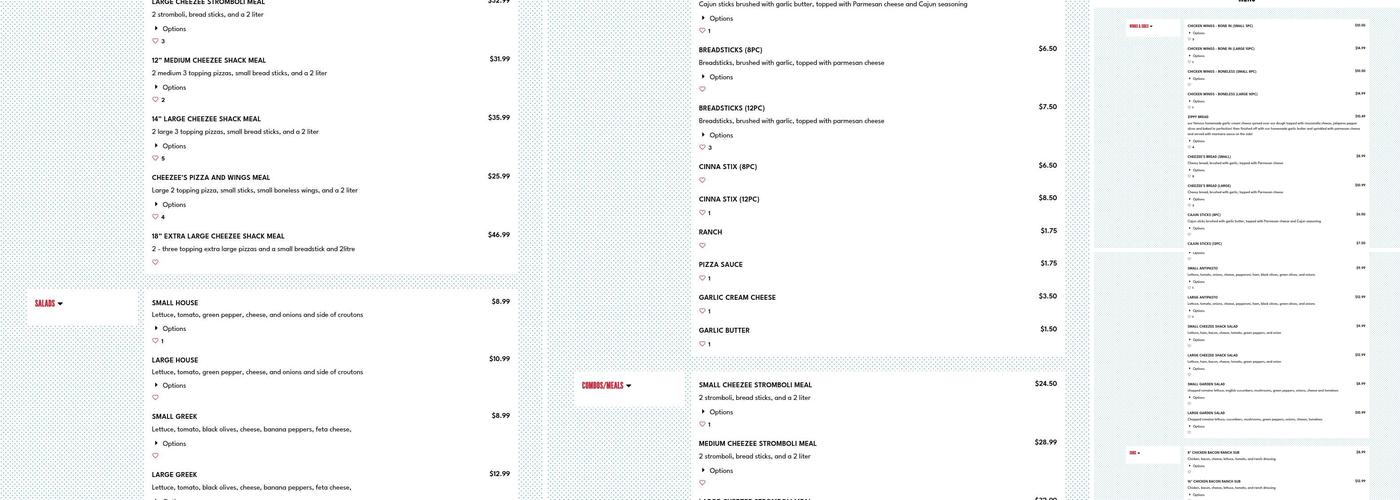 Big Cheezees Pizza Menu