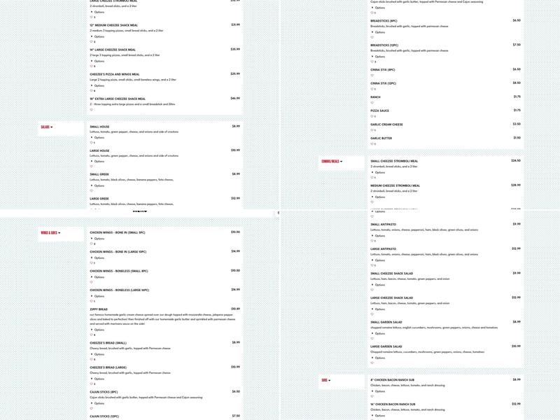 Big Cheezees Pizza Menu