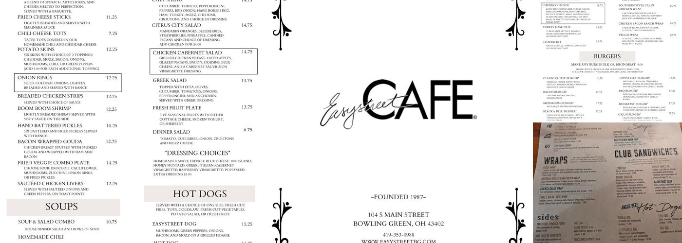 Easy Street Cafe Menu
