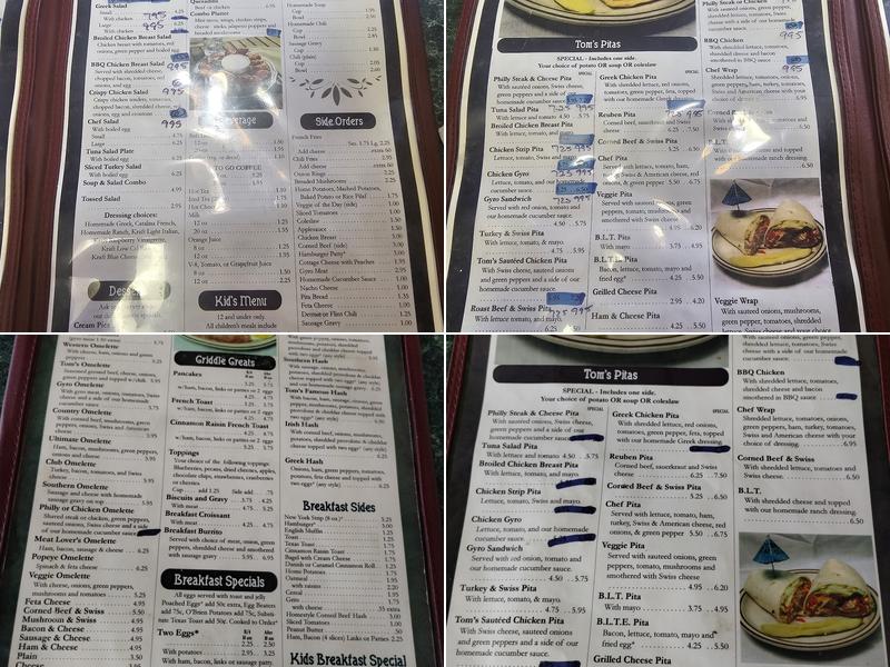 Tom's Coney Cafe Menu