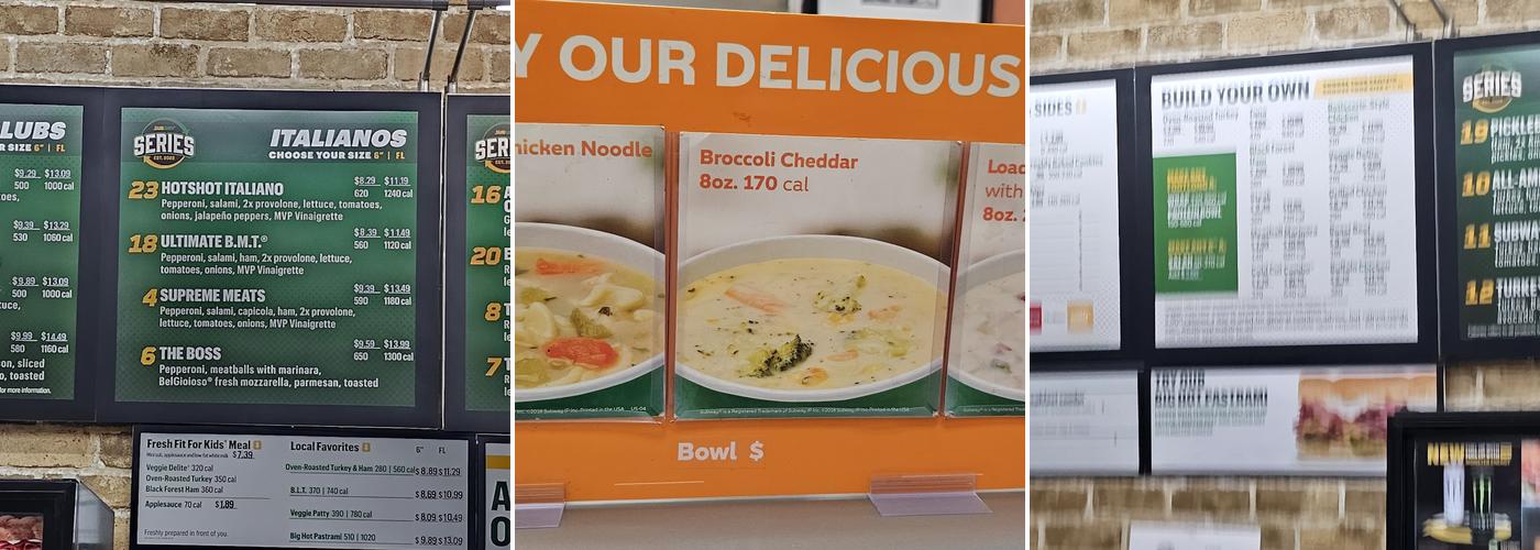 Subway Menu