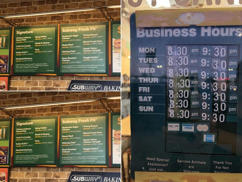 Subway Menu