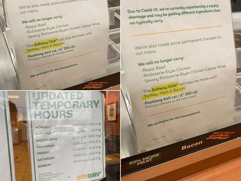 Subway Menu