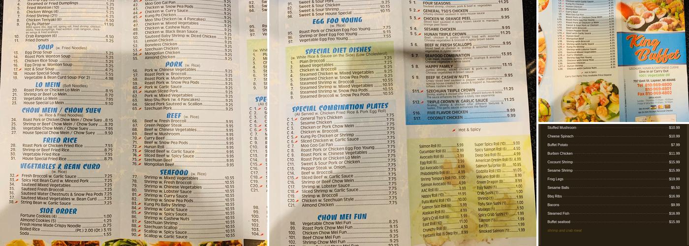 King Buffet Menu