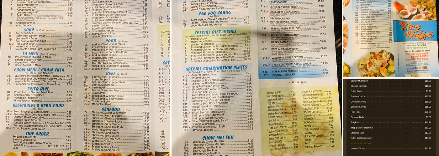 King Buffet Menu