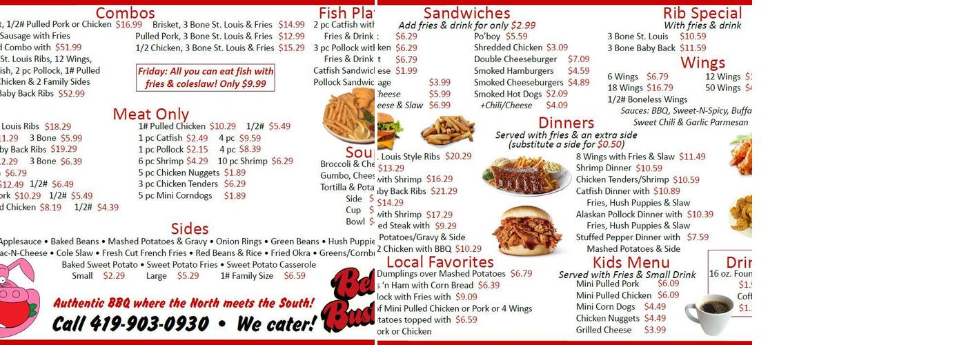 Belly Busters BBQ Menu