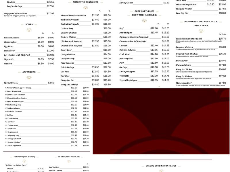 Golden Dragon Menu
