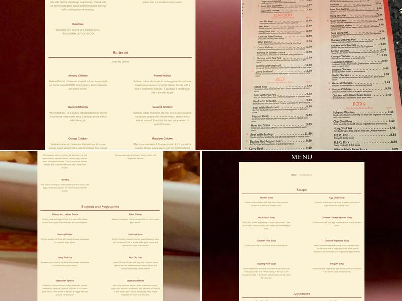 Golden House Restaurant Menu