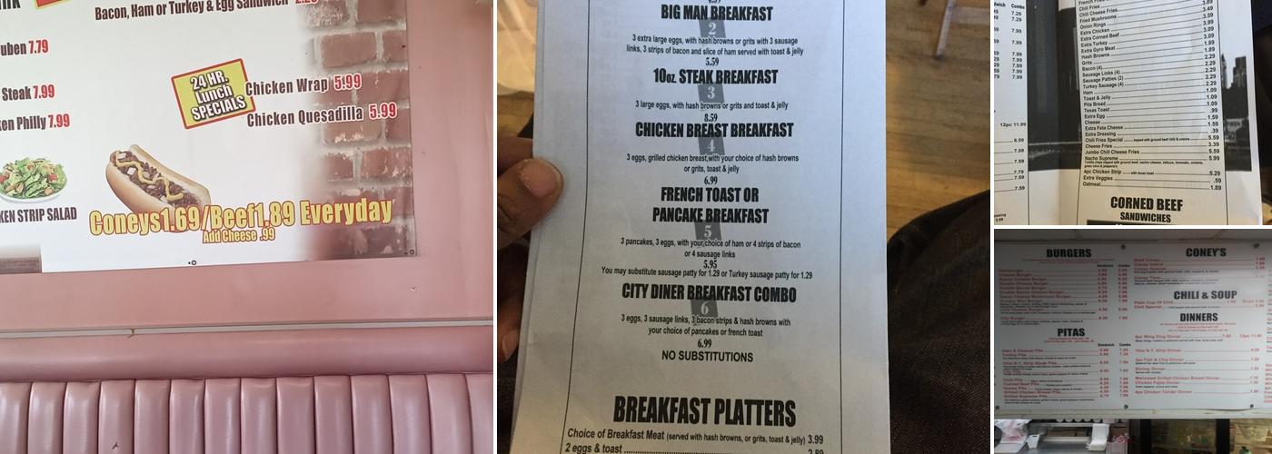 City Diner Menu