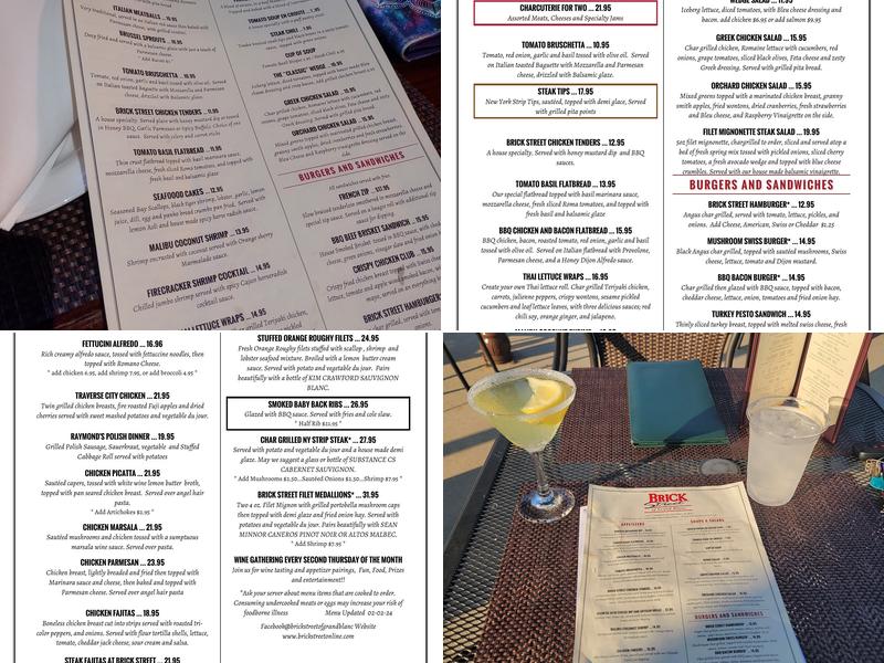 Brick Street of Grand Blanc Menu