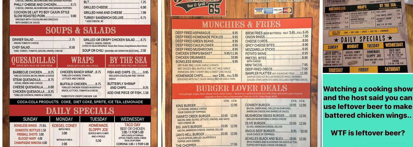 Jan's Bar & Grill Menu