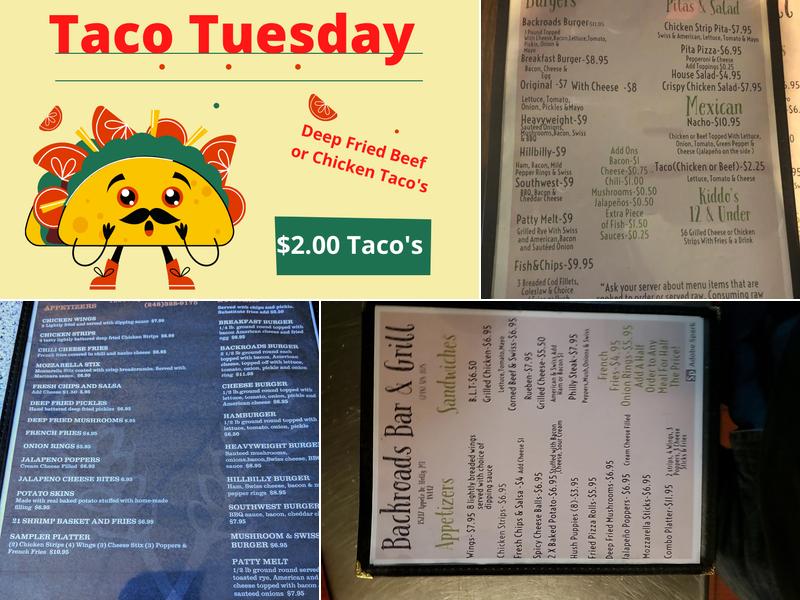 Backroads Bar And Grill Menu