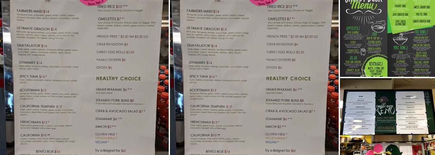 Chubby Duck Asian Fusion Menu