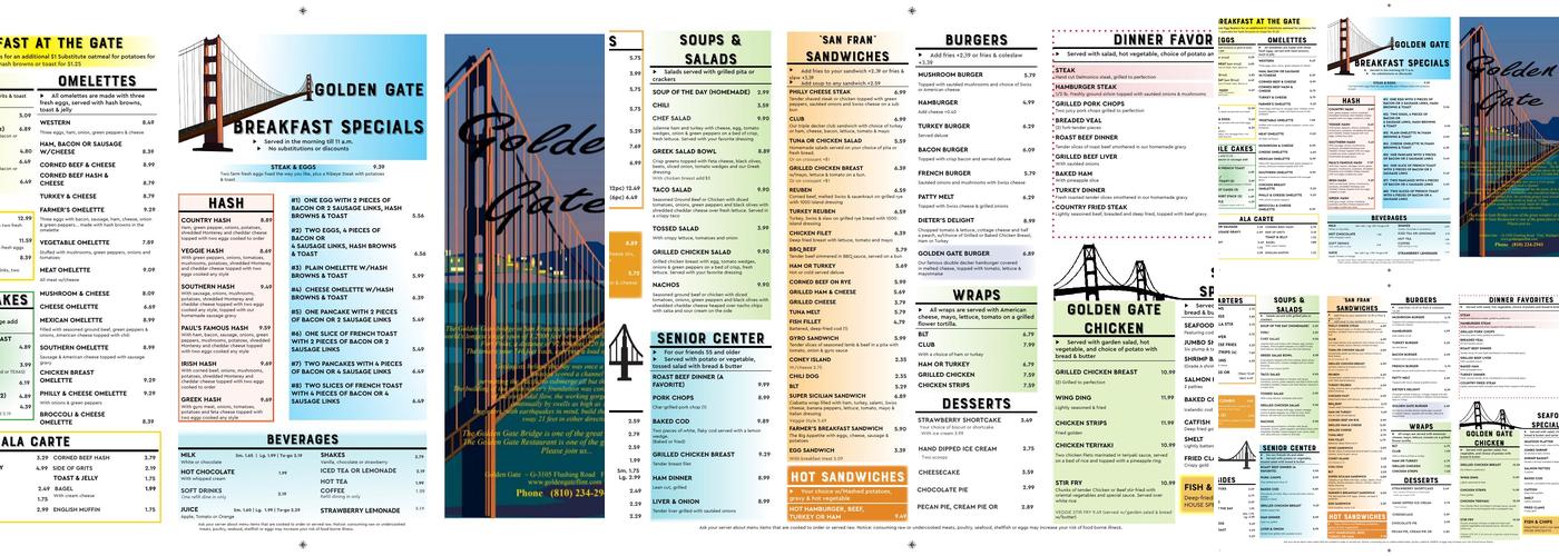 Golden Gate Restaurant Menu