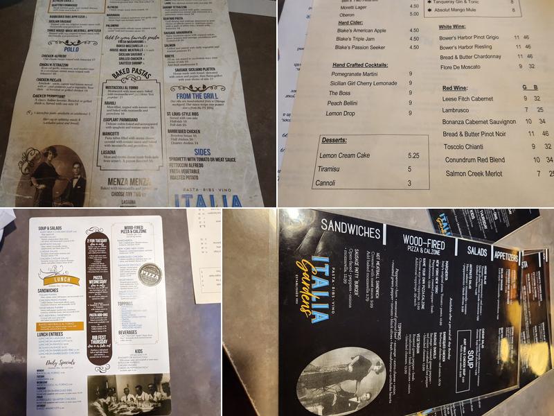 Italia Gardens Menu