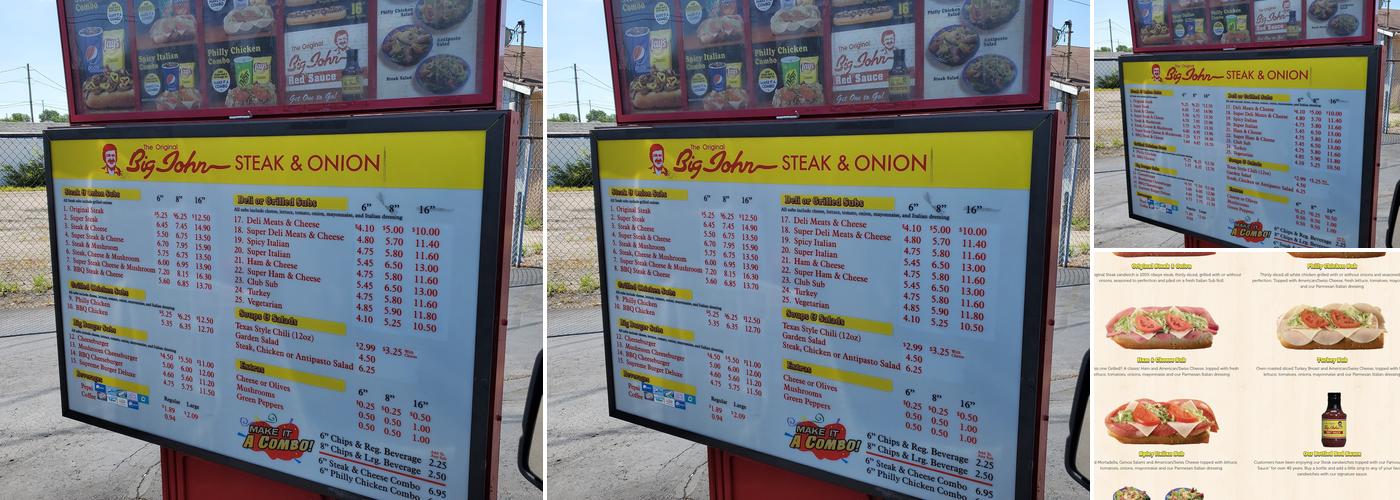 Big John Steak & Onion Menu