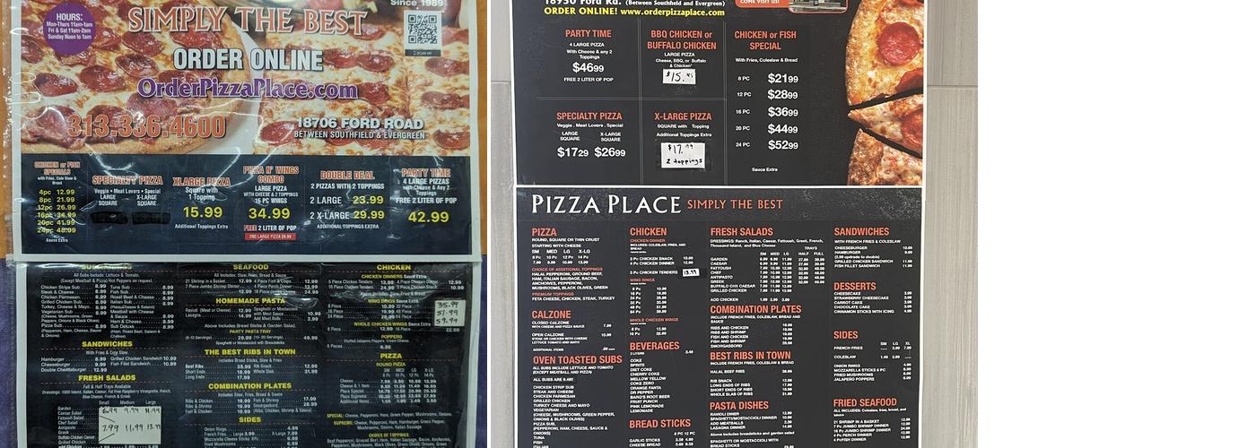 Pizza Place Menu