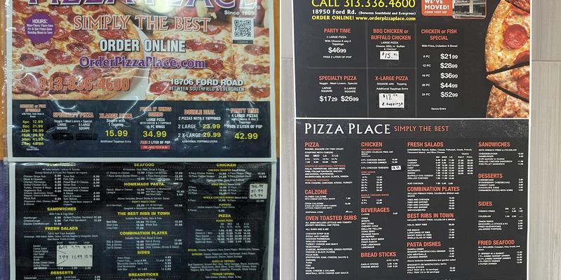 Pizza Place Menu