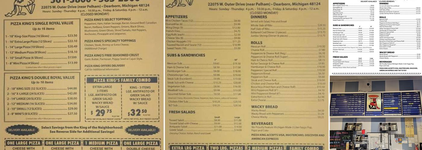Pizza King Menu