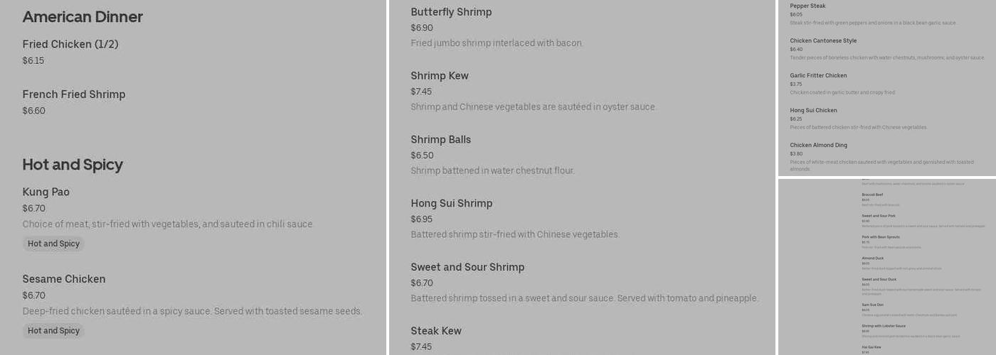 Canton Menu