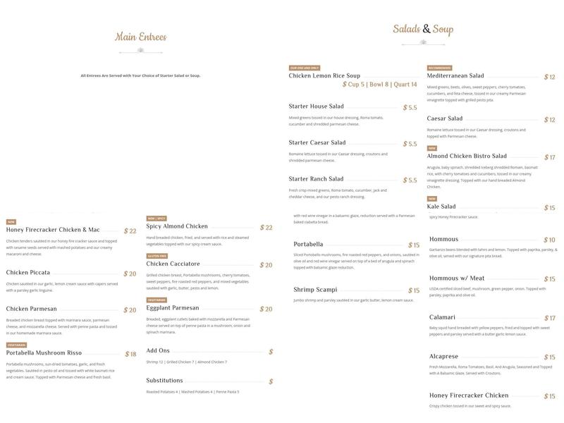 L.A. Bistro Menu