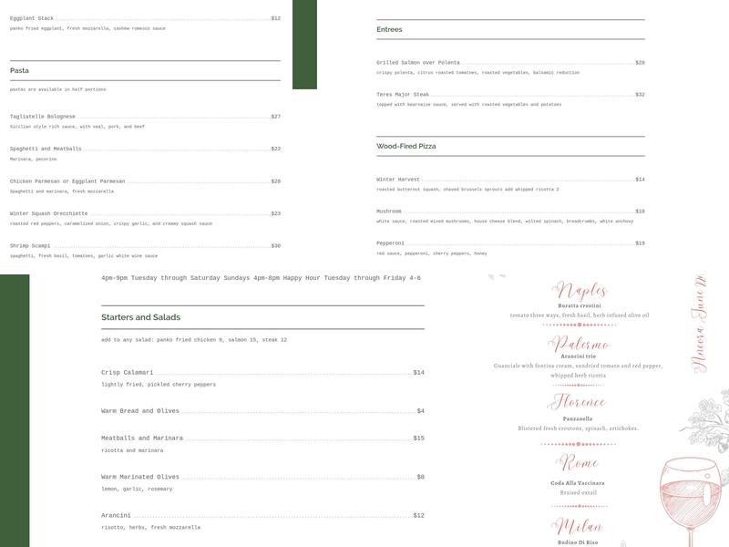 Ancora Italian Kitchen Menu