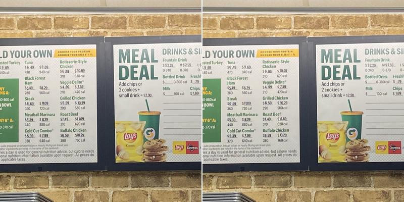 Subway Menu