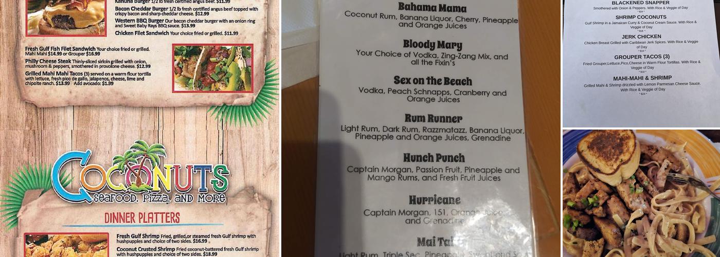 Coconuts Restaurant Menu
