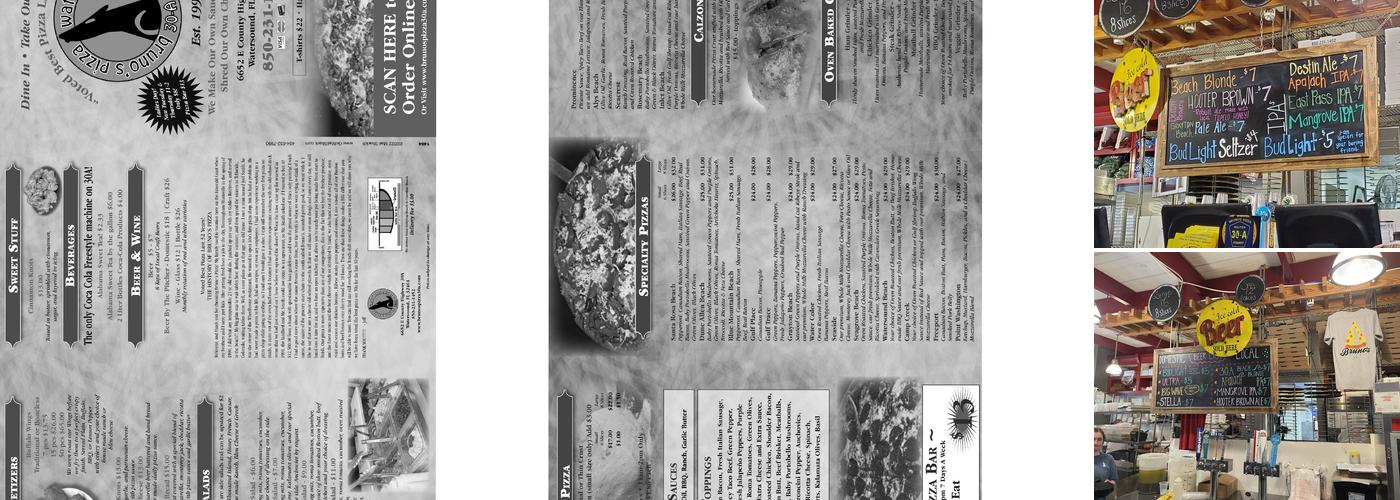 Bruno’s Pizza Menu