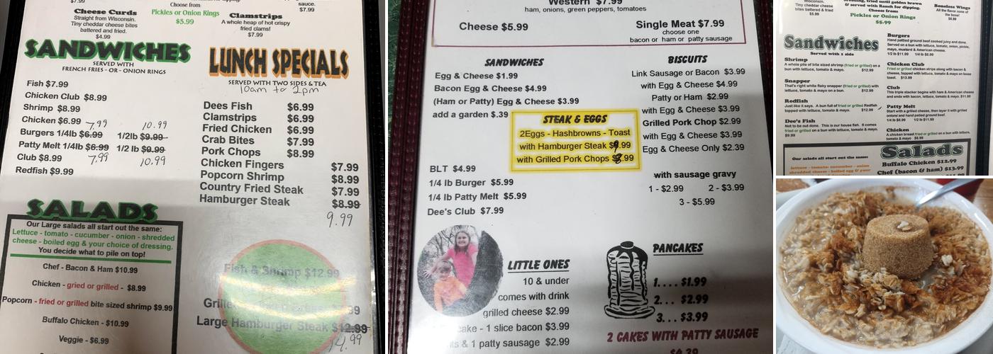 Dee's Restaurant Menu