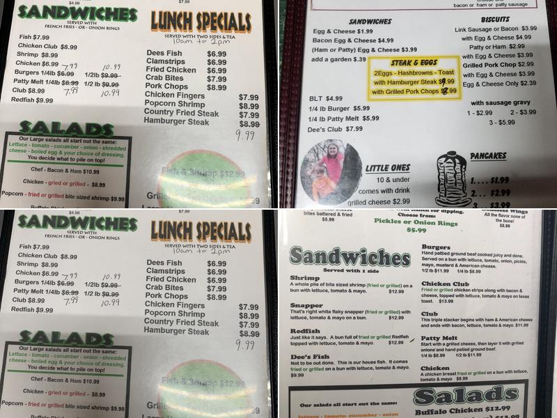 Dee's Restaurant Menu