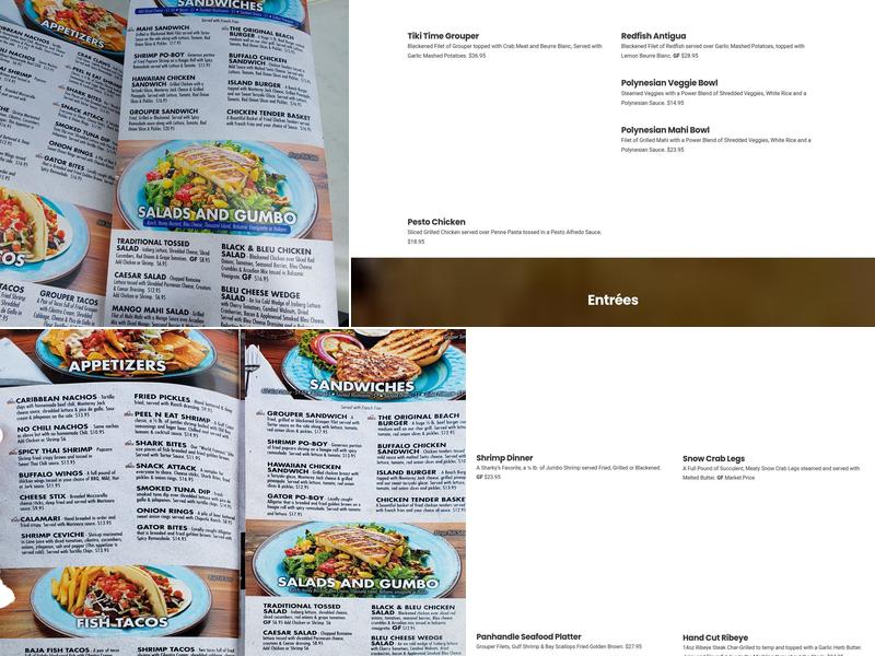 Sharky's Beachfront Restaurant Menu