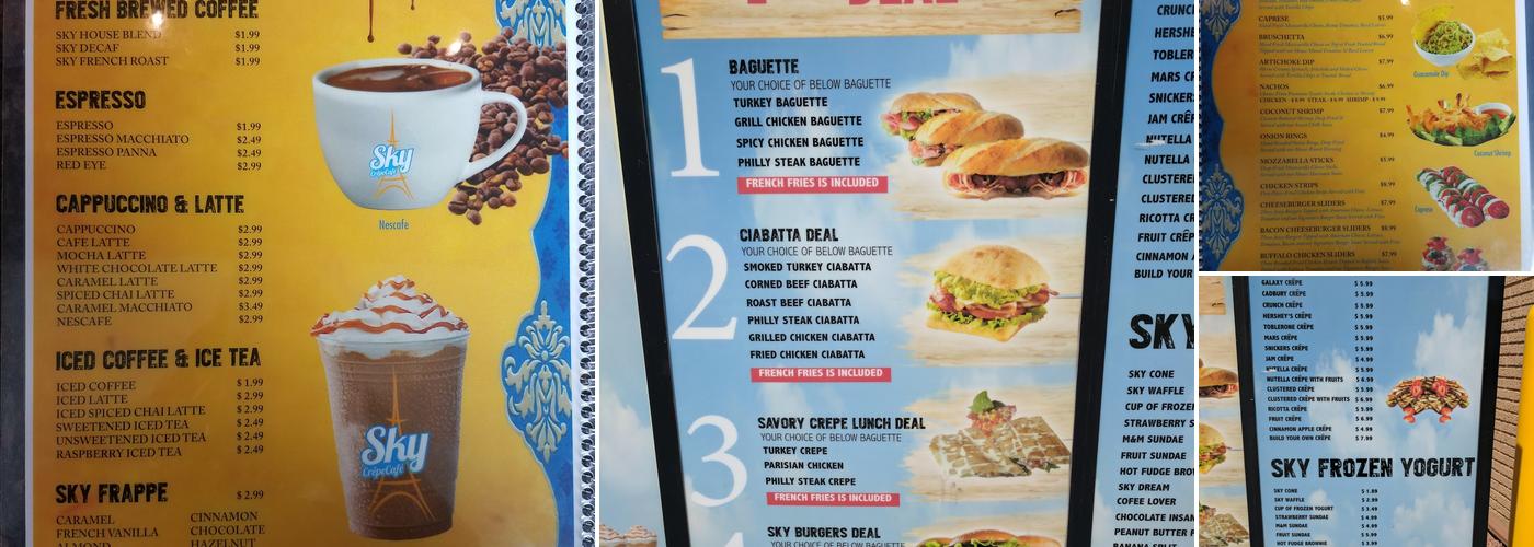 Sky Crepe Cafe Menu