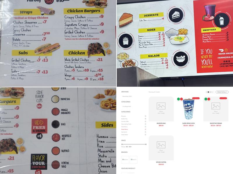 Farooj Grill & Sandwiches. Menu