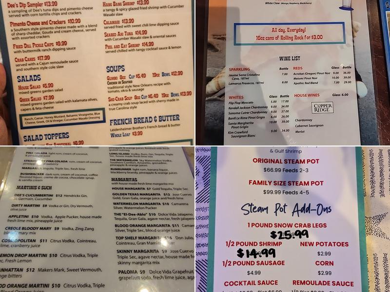 Dee's Hangout Menu