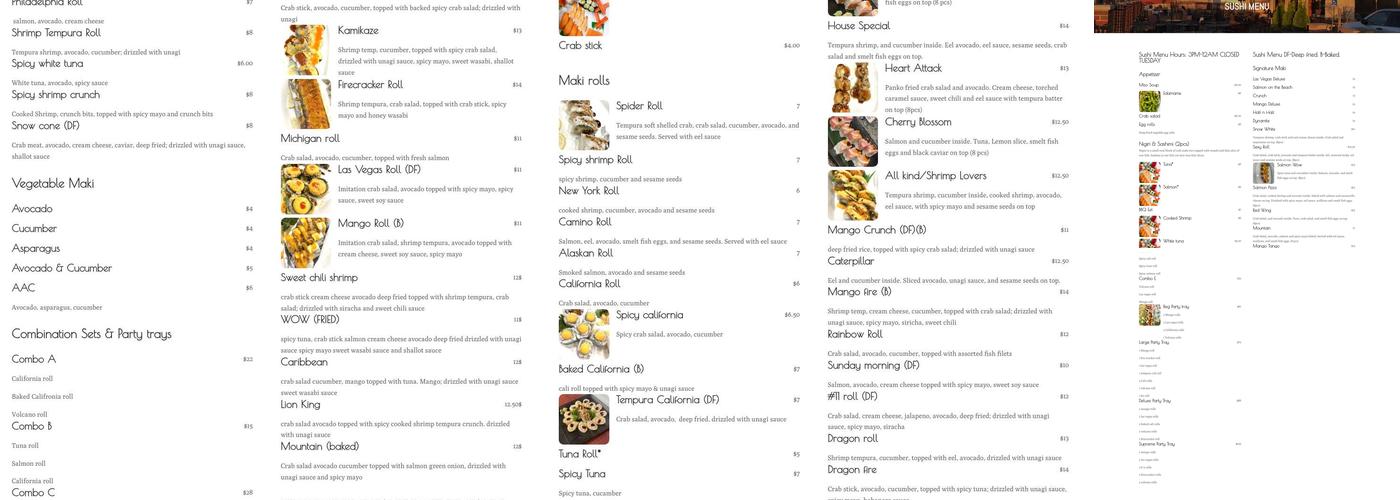 Mangos Cafe on the Hill Menu