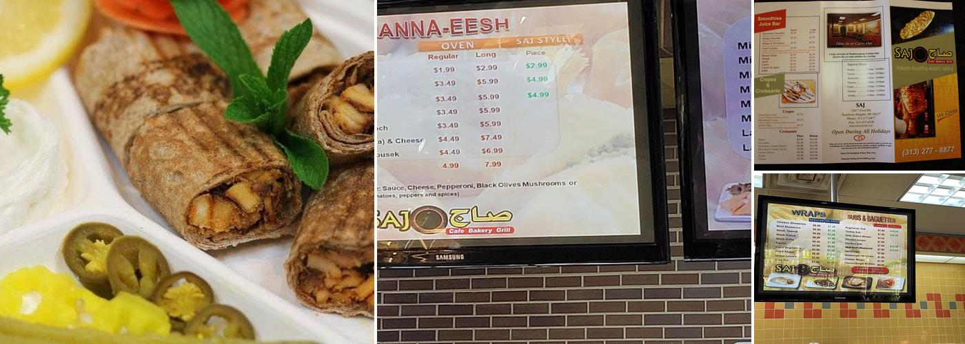 Saj Cafe & Bakery Menu