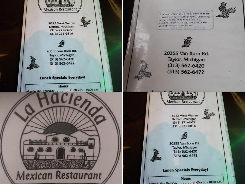 La Hacienda Menu